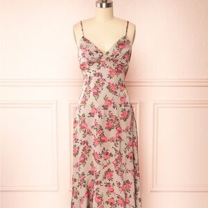 Satin floral slip dress